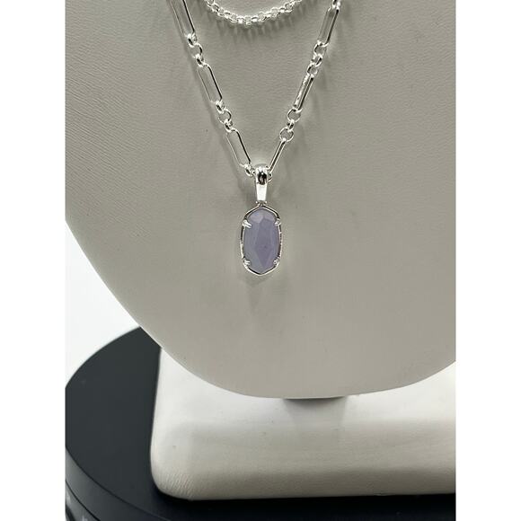 Kendra Scott Elisa Silver Triple Strand Necklace in Iridescent Lilac Illusion - Picture 2 of 7